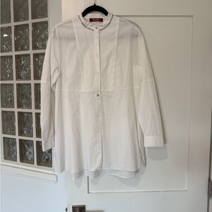 MaxMara White Embellished Collar Shirt
